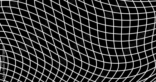 Schilderij op canvas Grid mesh lattice with Curve billowy and lines Distortion deformation array of l