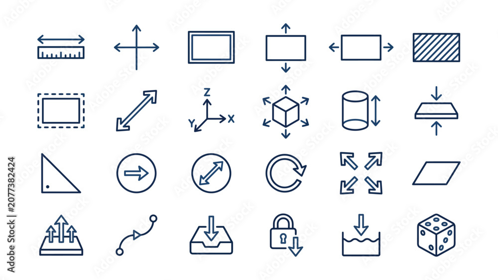 Fototapeta premium A comprehensive set of versatile line icons for graphic design web development and user interface applications