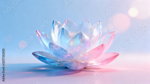 Crystal lotus flower with pastel hues
