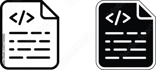 Photos Code File Icon for Programming in Silhouette and Line Style for Software Develop