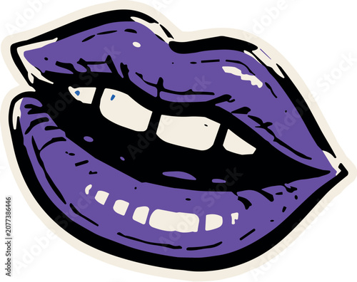 Fotografie Vibrant purple lips with a bold, graphic style and a hint of mischief