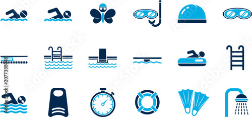 Tableau sur toile Athletes prepare for various swimming events in a large aquatic stadium
