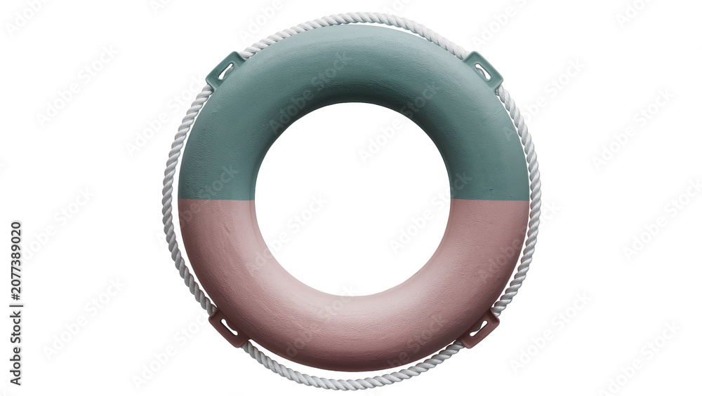 Fototapeta premium Two-tone life preserver ring with rope detail