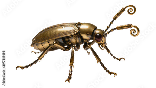 Foto Steampunk brass beetle with intricate mechanical details