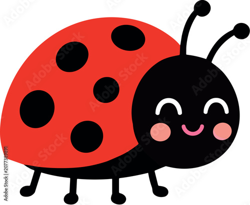 Foto Cute cartoon ladybug with a happy face and rosy cheeks
