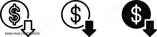 Cost Reduce Icon Vector for Expense Reduction, Budget Optimization, Financial Savings, and Business Efficiency
