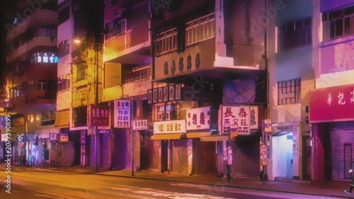 90s Anime Lofi Style Neon City Night Street with Moving Traffic
