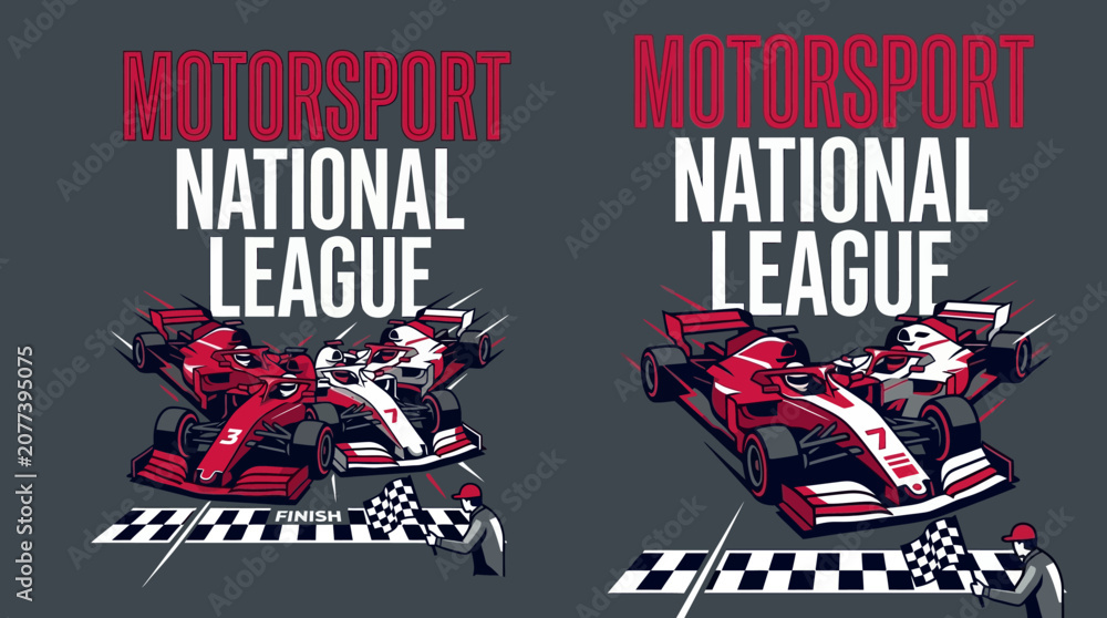 Obraz premium Exciting Motorsport National League Racing Cars Finish Line Victory Celebration