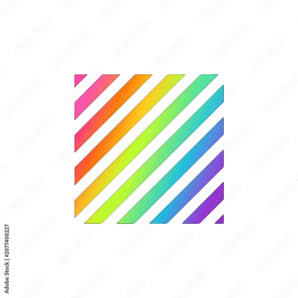 Fototapeta premium Rainbow striped square icon on black background