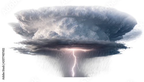 Fotografie Thunderstorm with lightning and heavy rain clouds