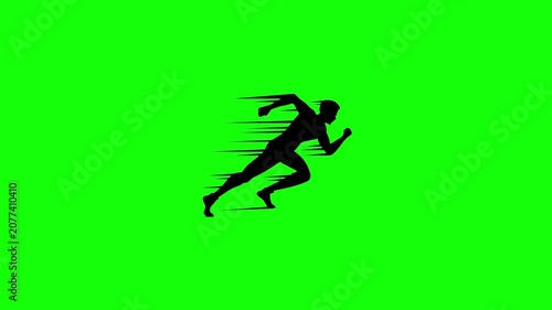 Running athlete silhouette on green screen background