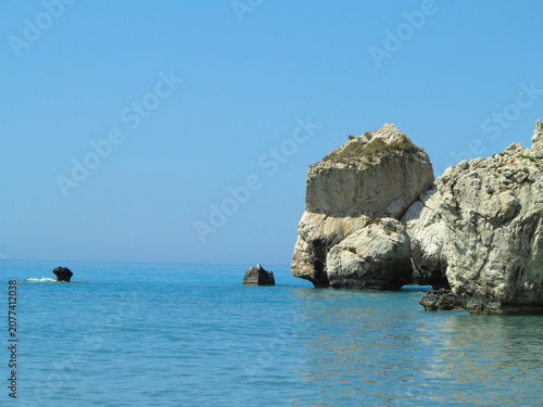 Sea and rocks in the area of ​​Aphrodite's rock
