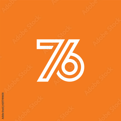 Number 76 in linear style.