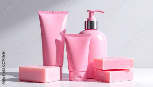 Pink Skincare Products and Soap Bars for Beauty and Personal Care