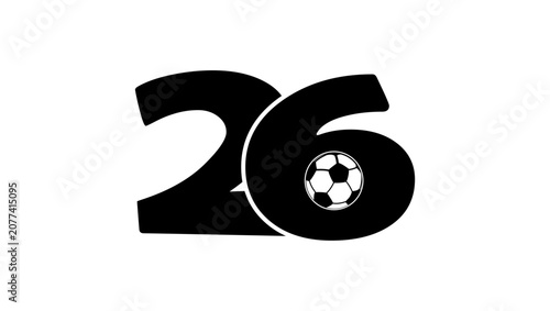 Vászonkép football 2026, black isolated vector silhouette
