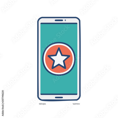 Flat smartphone with star app icon vector