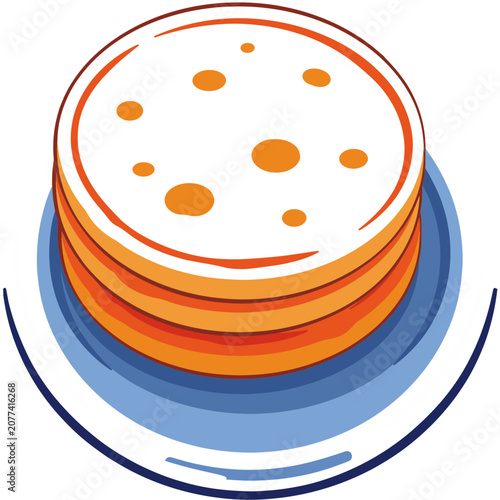 Flat vector illustration of a layered cake with orange frosting