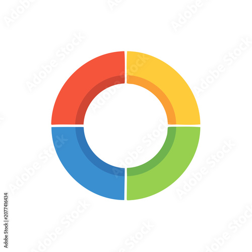 Flat vector progress circle with colored segments
