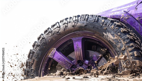 Offroad vehicle tire sinking into muddy terrain during adventure