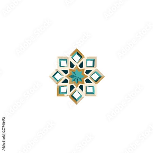 Geometric Star and Flower Vector Ornament