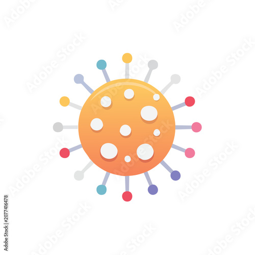 Flat virus icon with spike proteins