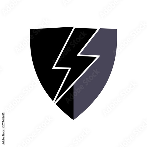 Shield with Lightning Bolt Vector Icon