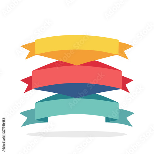 Stacked colorful ribbons vector illustration