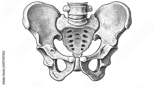 Foto Vintage Medical Illustration of Human Pelvis Anatomy