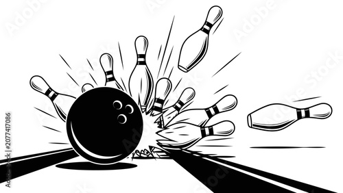 Foto Bowling Strike Cartoon Graphic Illustration