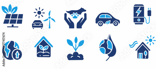 Cuadro en lienzo Green Energy and Sustainability Icon Collection