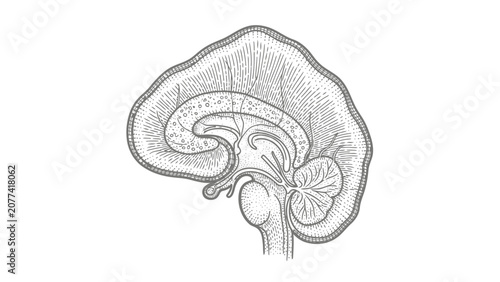 Cuadro en lienzo Vintage Medical Illustration of Human Brain Anatomy