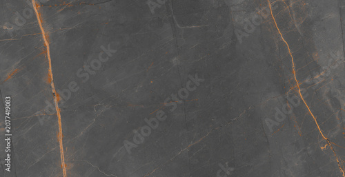 Cuadro en lienzo Dark Grey Marble Texture with Copper Gold Veins | Luxury Natural Stone Backgroun