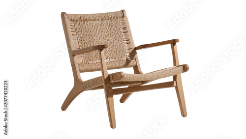 Canvas-taulu Woven seat armchair with wooden frame and armrests