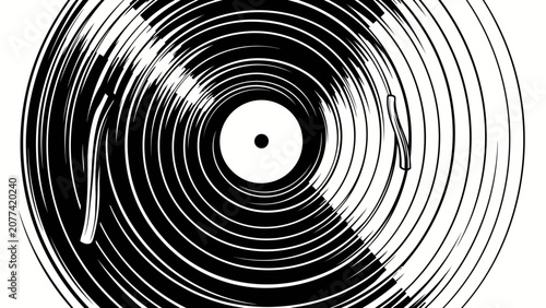 Photos Abstract Vinyl Record Illustration in Black and White