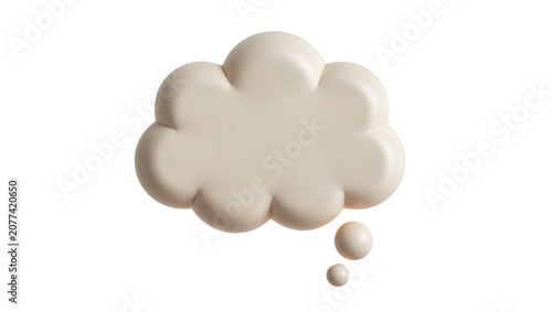 Fotografie Creamy beige 3D thought bubble with small speech bubbles