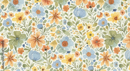 Photos Bright watercolor flowers with detailed centers and softly blended petals