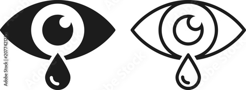 Bild auf Leinwand Crying eye icon set black and white vector illustration of tearful human eyes