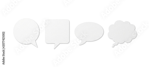 Schilderij op canvas Blank white paper speech bubbles in various shapes, isolated on transparent back