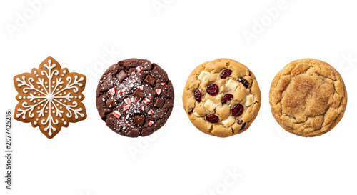 Fotografie Assorted festive holiday cookies with chocolate peppermint and frosting