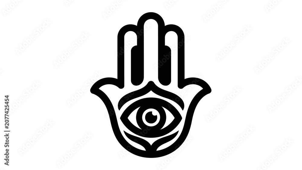 Fototapeta premium Hamsa Hand Symbol with Protective Eye Icon