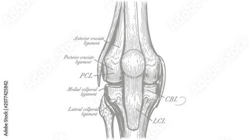 Tableau sur toile Anatomical Diagram of Human Knee Joint Ligaments