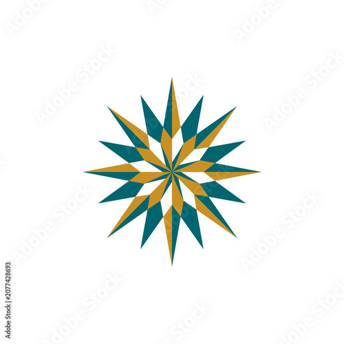 Teal and Gold Starburst Vector Design
