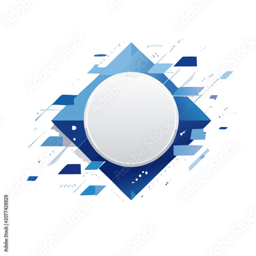 Abstract geometric circle with blue polygon shapes