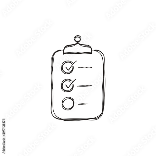 hand drawn doodle icon of a clipboard with checkl 3.eps