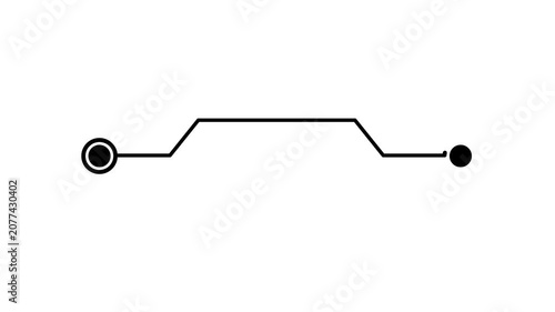 Black circle moving along horizontal line in simple animation sequence