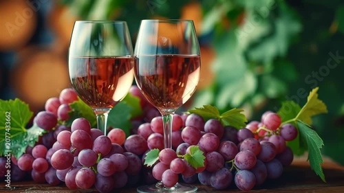 wine glasses and grapes