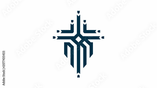 Fotografía Abstract vertical geometric sword logo.