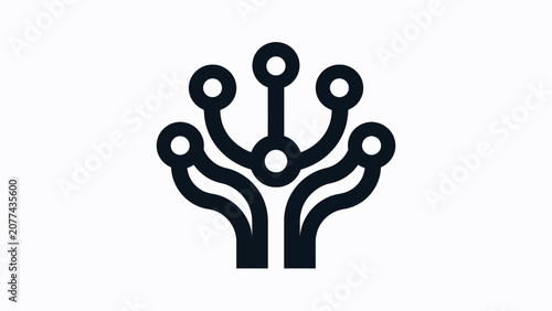Black circuit tree technology logo.