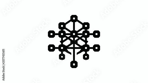 Black circuit node network tree logo icon.