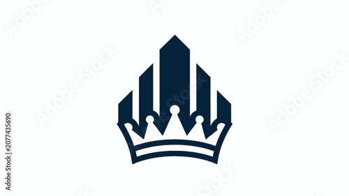 Black crown silhouette with vertical building pillars